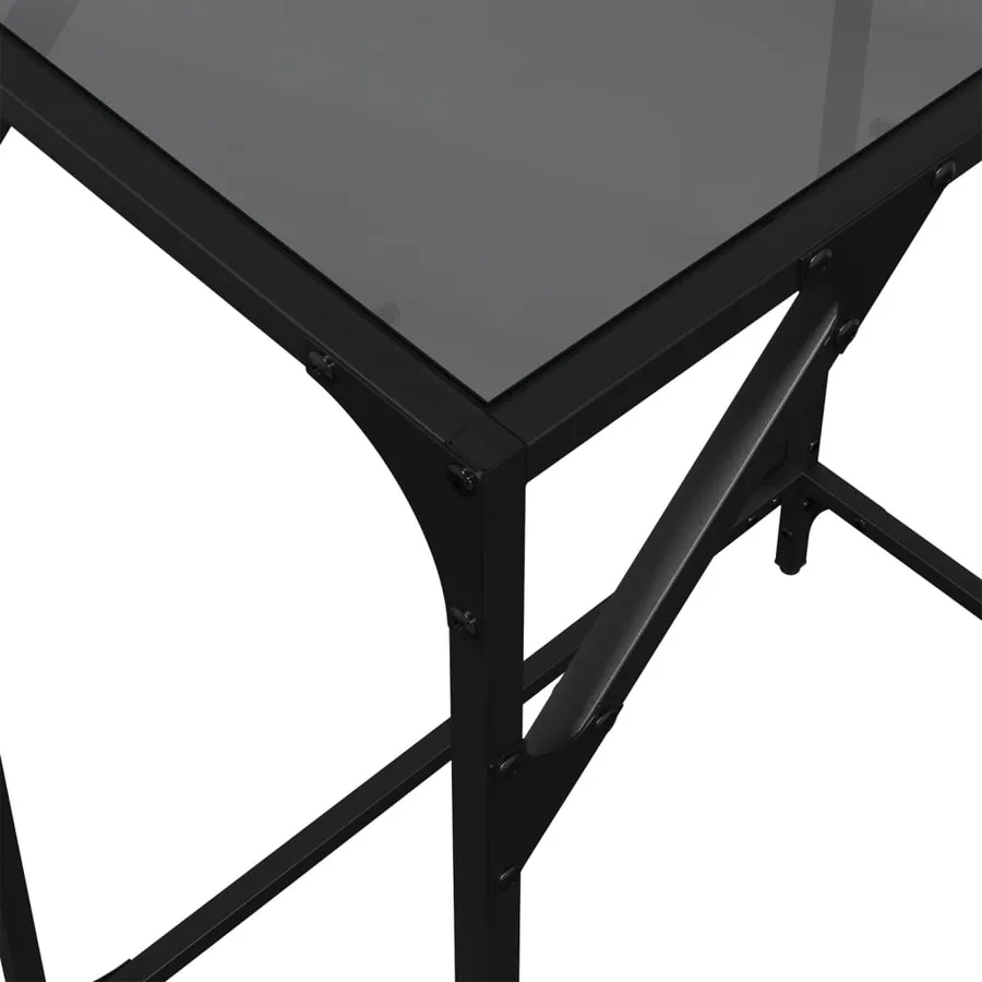 Table console avec dessus en verre noir 60x35x81 cm acier - 8