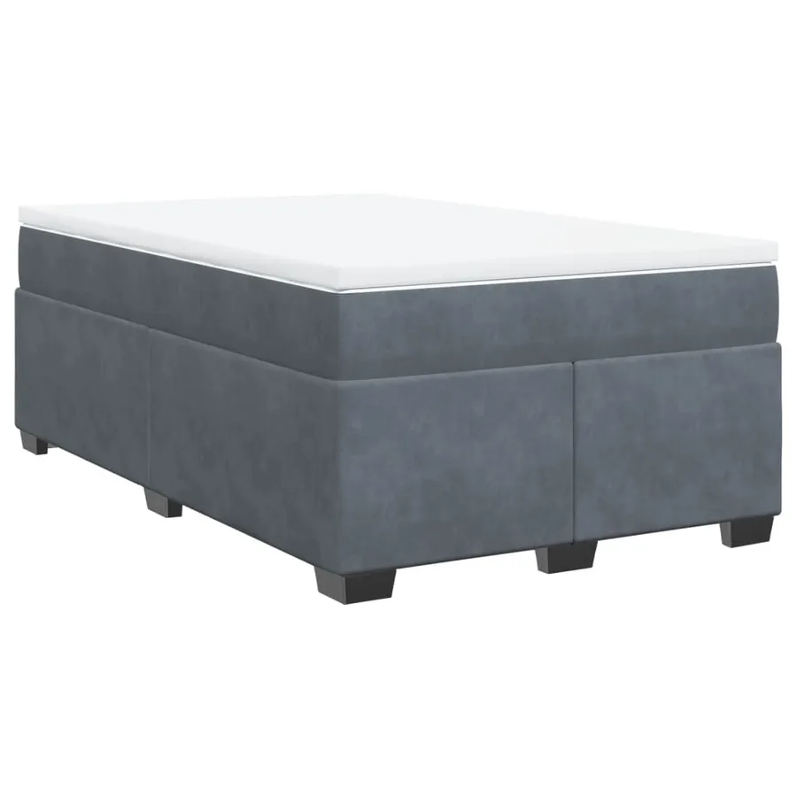 Sommier à lattes de lit et matelas gris foncé 120x190cm velours - 2