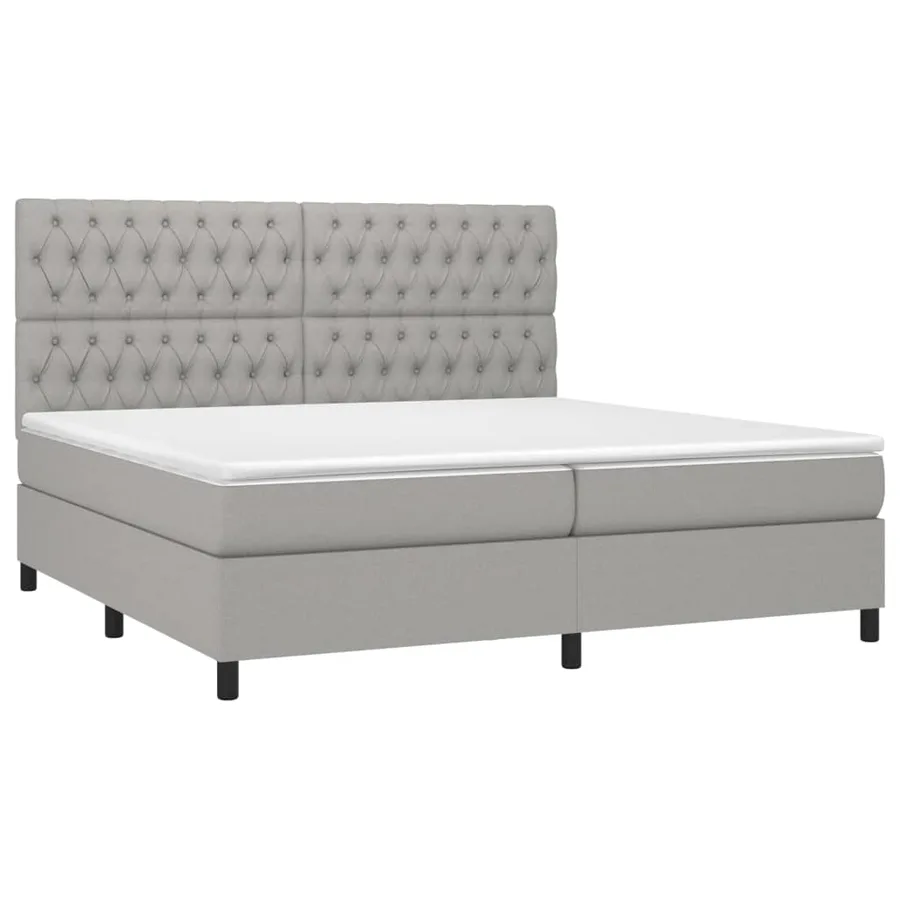 Sommier à lattes de lit avec matelas Gris clair 200x200cm Tissu - 3