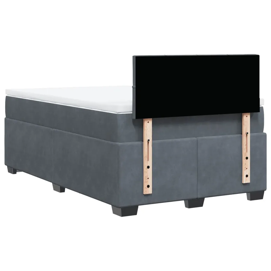 Sommier à lattes de lit et matelas gris foncé 120x190cm velours - 10