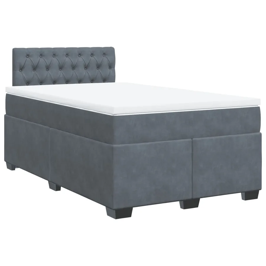 Sommier à lattes de lit et matelas gris foncé 120x190cm velours - 2