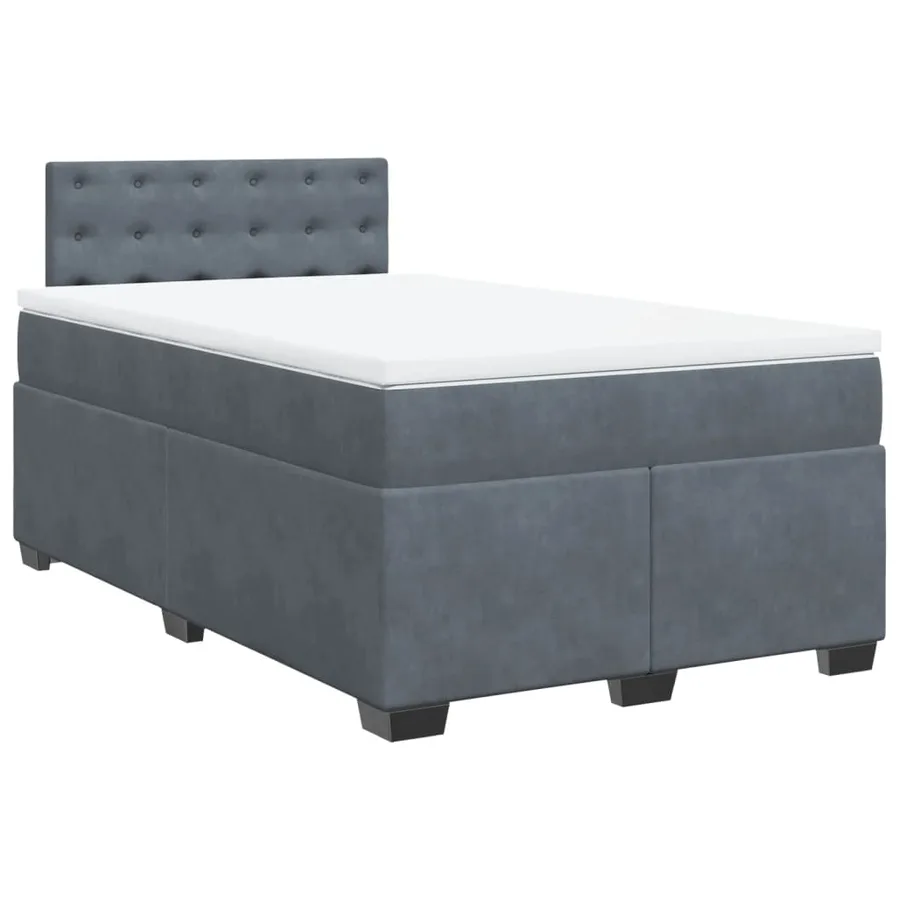 Sommier à lattes de lit et matelas gris foncé 120x190cm velours - 2
