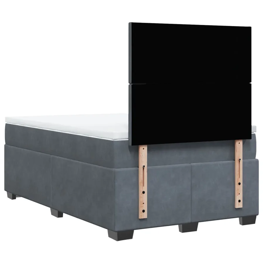 Sommier à lattes de lit et matelas gris foncé 120x190cm velours - 10