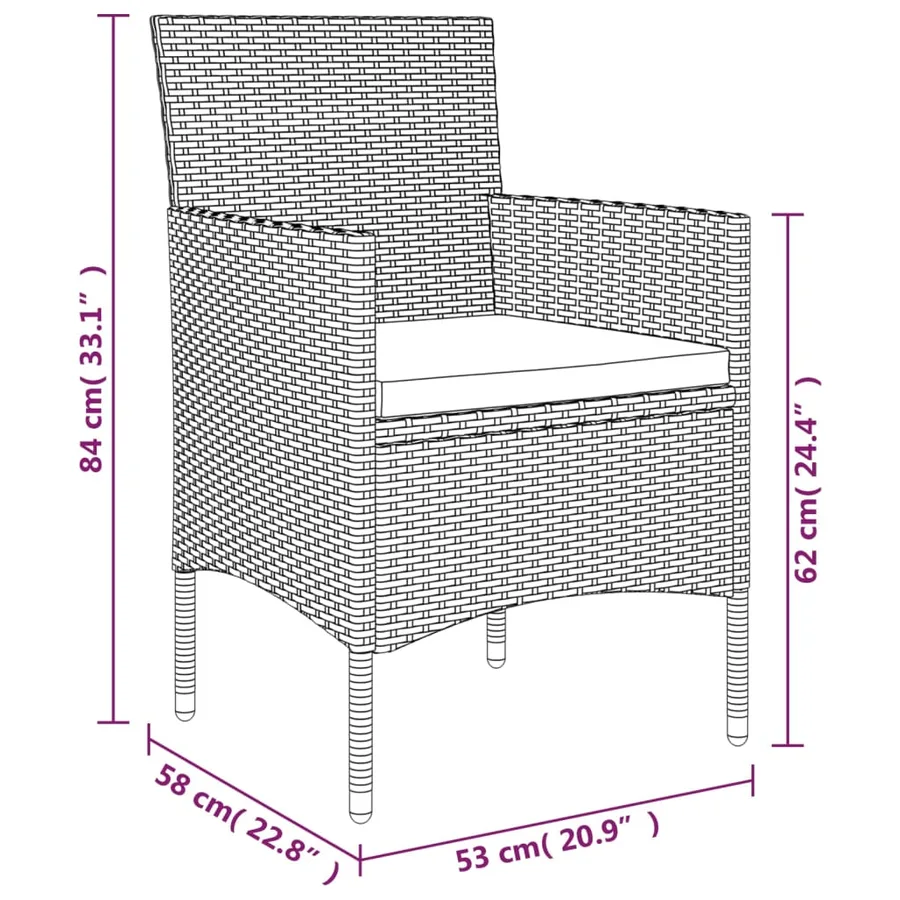 Ensemble à manger de jardin coussins 7 pcs Marron/noir - 10