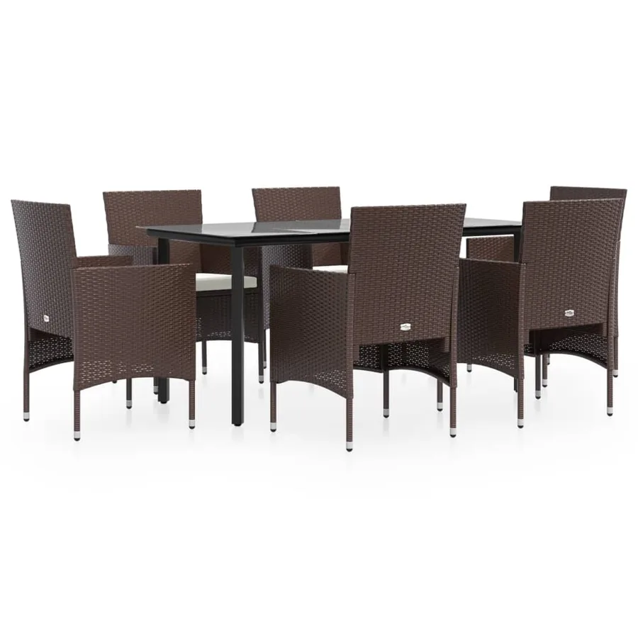 Ensemble à manger de jardin coussins 7 pcs Marron/noir - 2