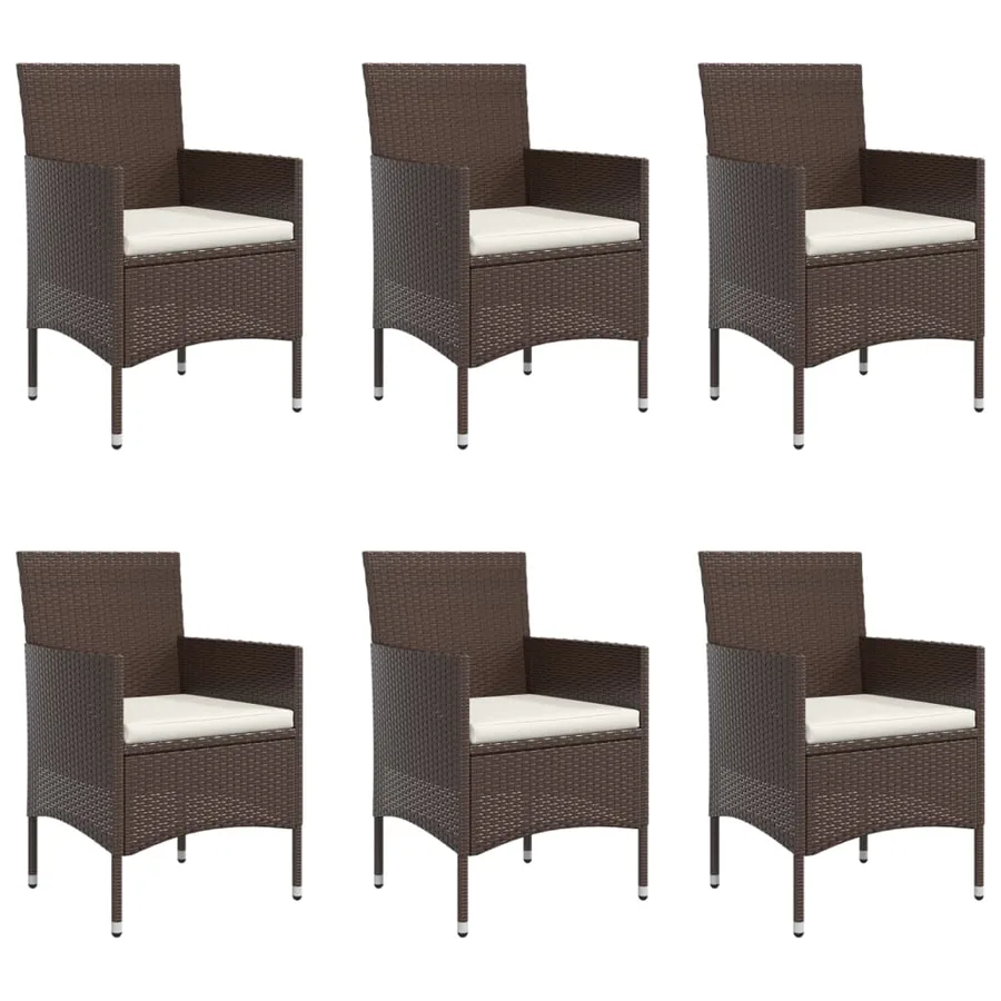 Garden dining set cushions 7 pcs Brown/black - 4
