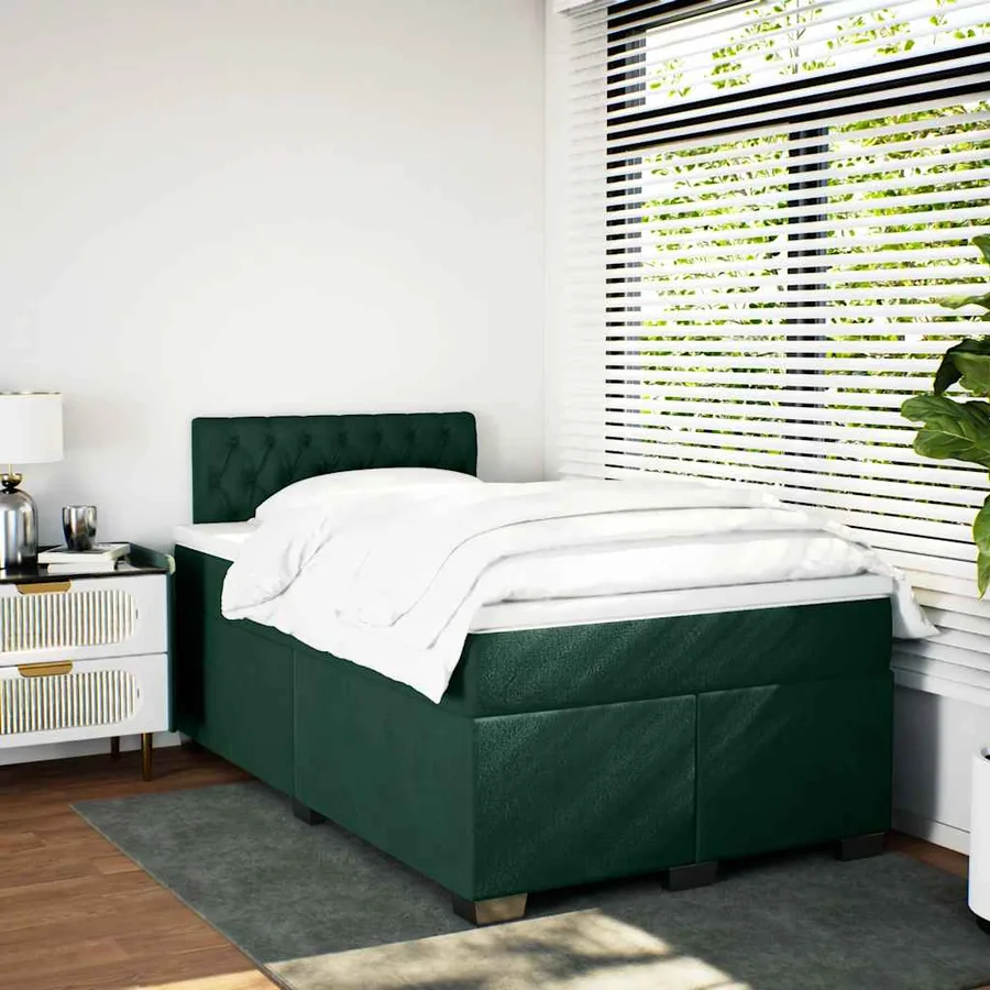 Sommier à lattes de lit avec matelas vert foncé 120x190 cm - 3