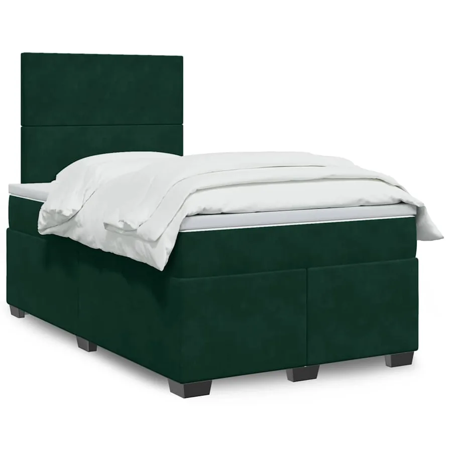 Sommier à lattes de lit avec matelas vert foncé 120x190 cm