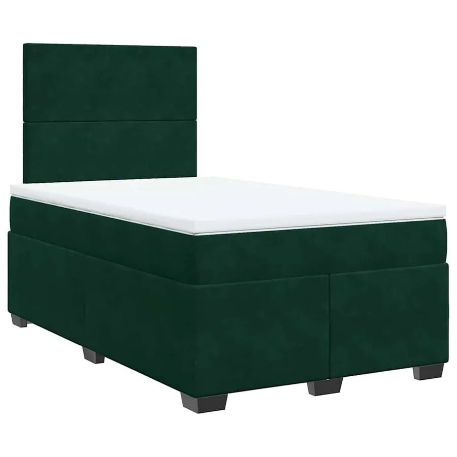 Sommier à lattes de lit avec matelas vert foncé 120x190 cm - 3