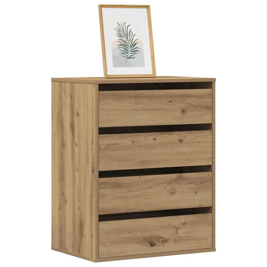 Commode d'angle chêne artisanal 60x41x76 cm bois d'ingénierie - 3