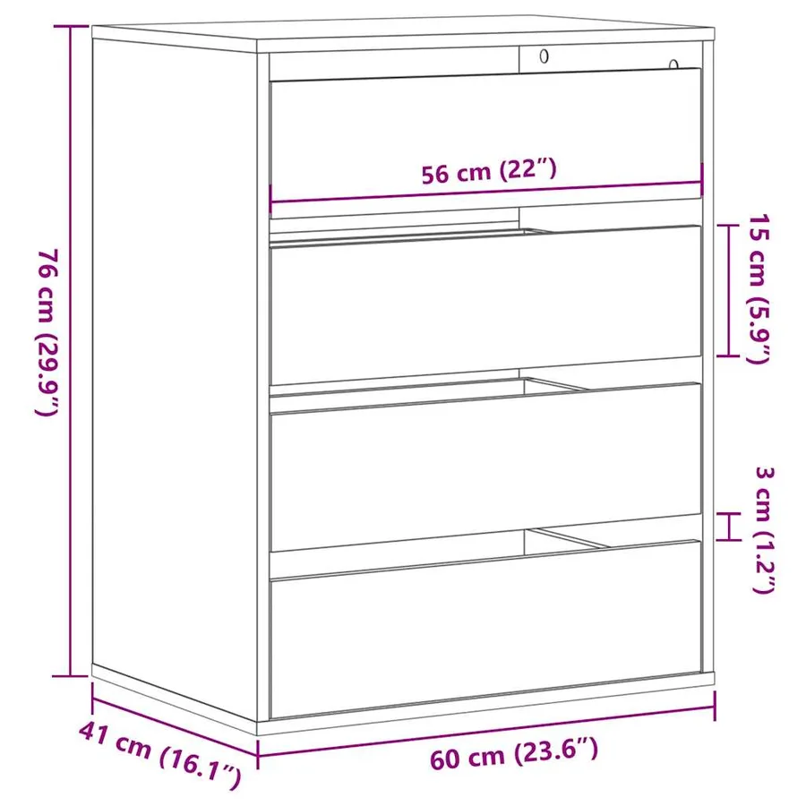 Commode d'angle noir 60x41x76 cm bois d'ingénierie - 10