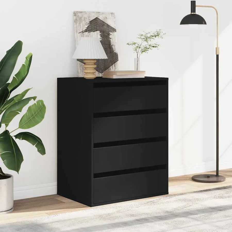 Commode d'angle noir 60x41x76 cm bois d'ingénierie - 3
