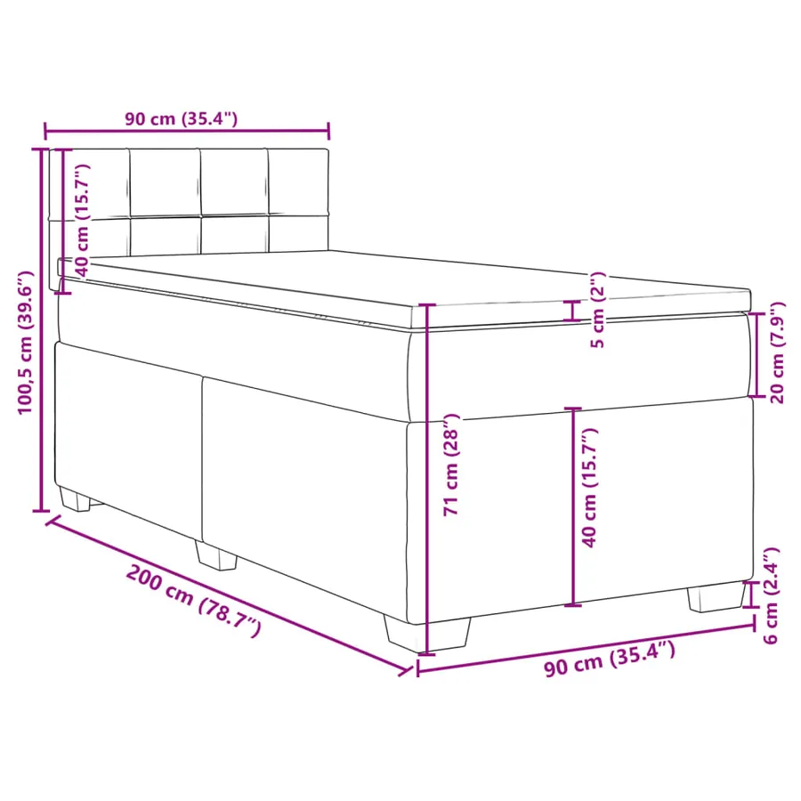 Sommier à lattes de lit avec matelas Rose 90x200 cm Velours - 13