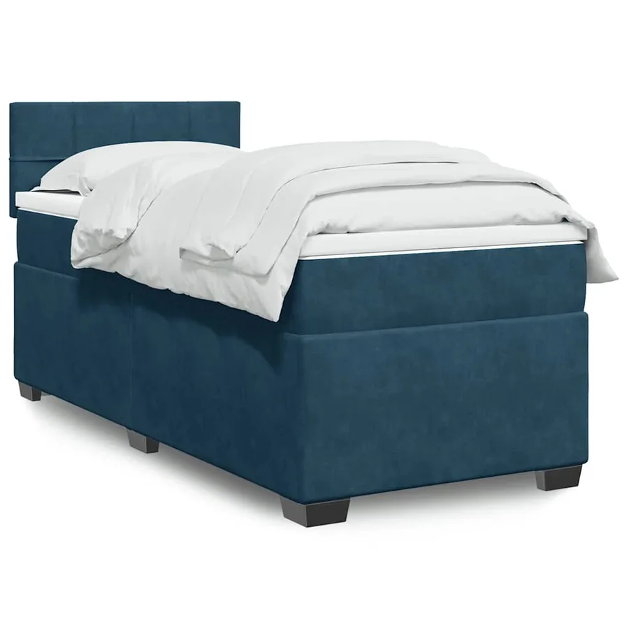 Sommier à lattes de lit avec matelas bleu 90x200 cm velours - 5