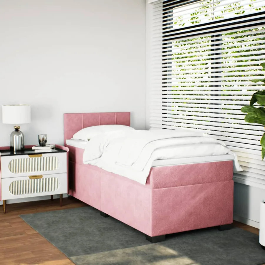 Sommier à lattes de lit avec matelas Rose 100x200 cm Velours - 5