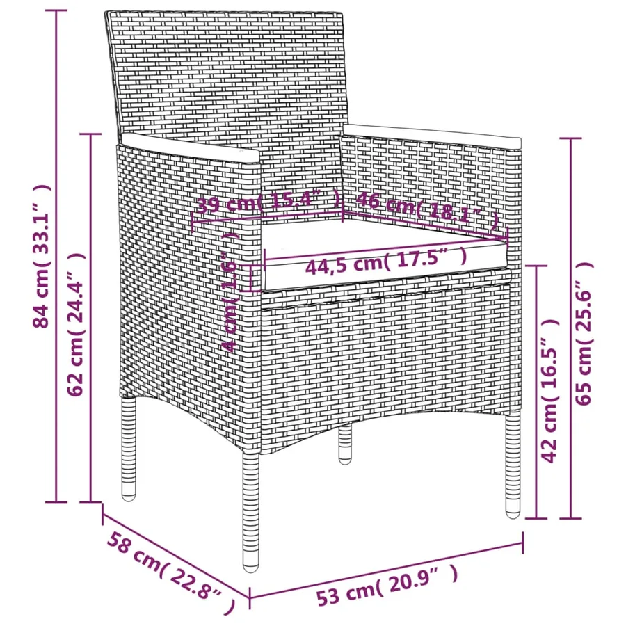 Ensemble à manger de jardin avec coussins 5 pcs Noir - 10