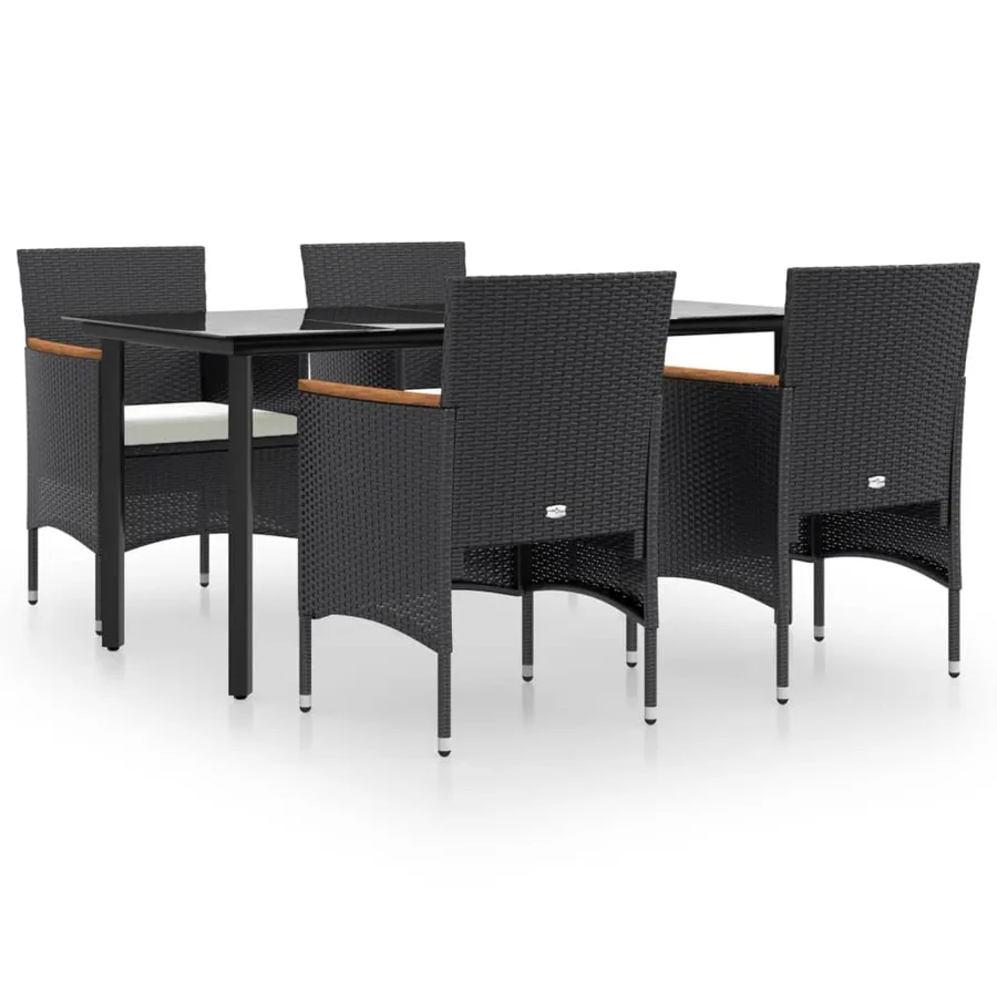 Ensemble à manger de jardin avec coussins 5 pcs Noir - 2