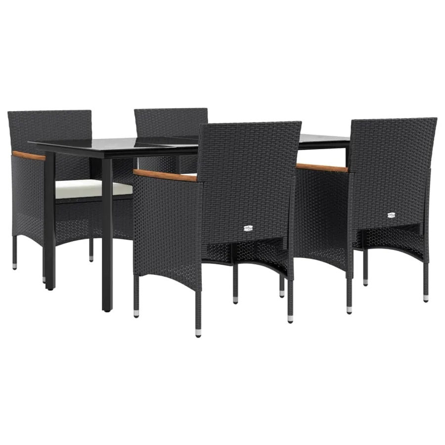 Ensemble à manger de jardin avec coussins 5 pcs Noir - 3
