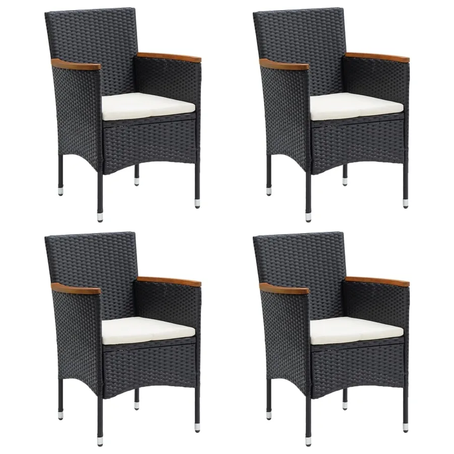 Ensemble à manger de jardin avec coussins 5 pcs Noir - 4