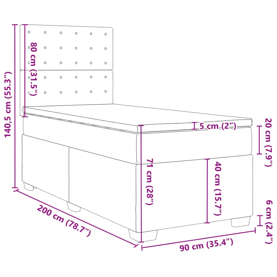 Sommier à lattes de lit avec matelas Rose 100x200 cm Velours - 13