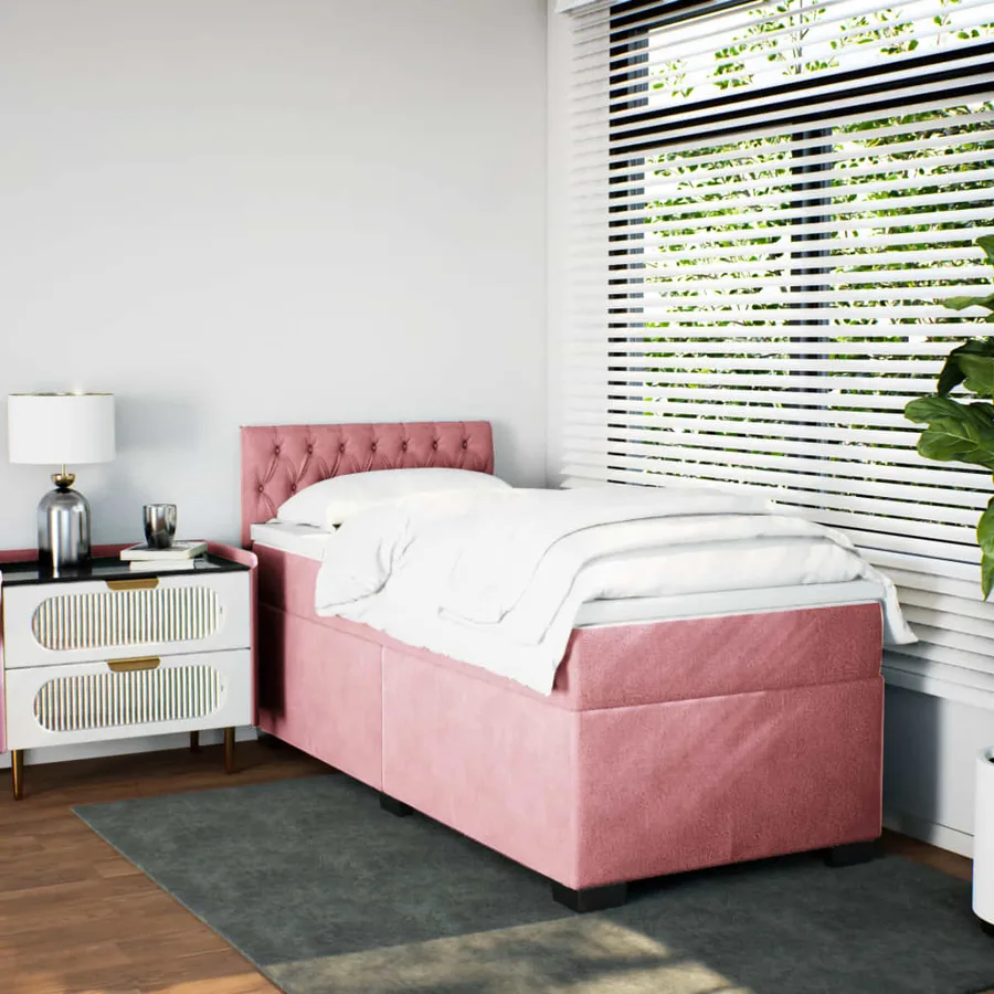 Sommier à lattes de lit avec matelas Rose 100x200 cm Velours - 5