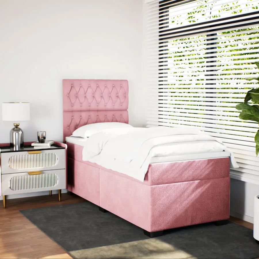 Sommier à lattes de lit avec matelas Rose 100x200 cm Velours - 3