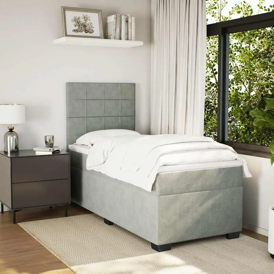 Sommier à lattes de lit et matelas Gris clair 100x200cm Velours - 4
