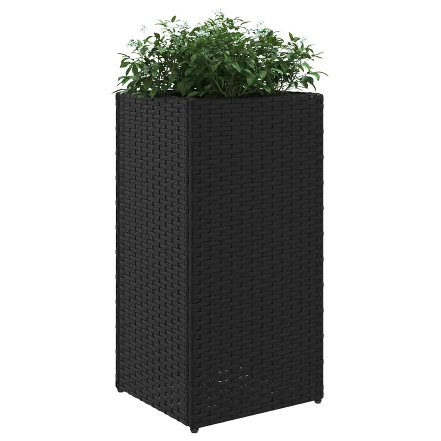 Jardinière noir 30x30x60 cm résine tressée - 4