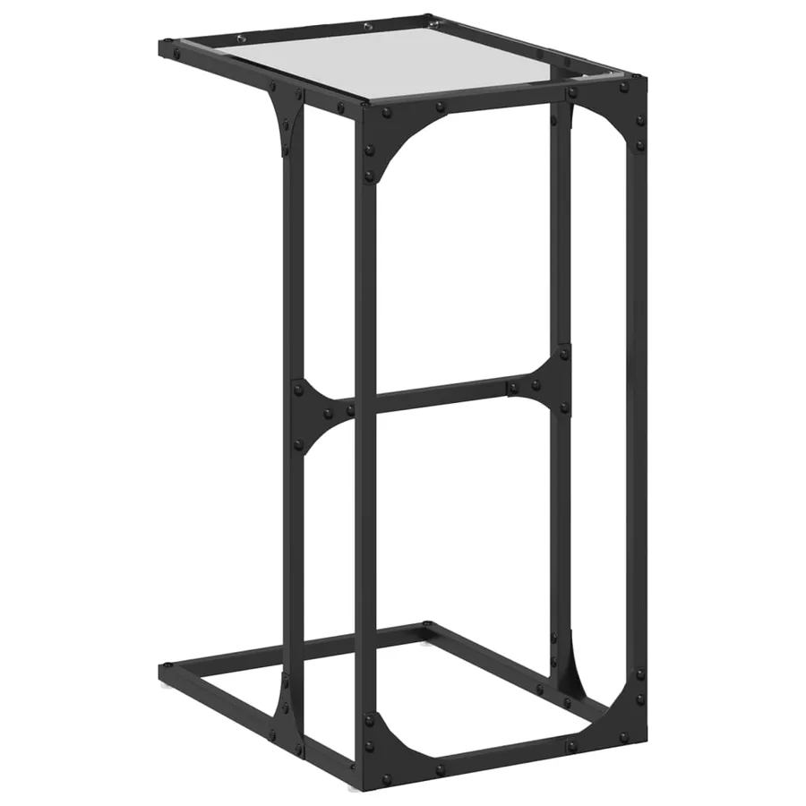 Table d'appoint avec verre transparent 40x30x61,5 cm acier - 2