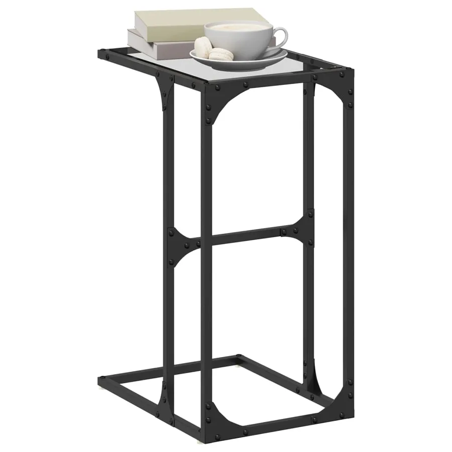 Table d'appoint avec verre transparent 40x30x61,5 cm acier - 3