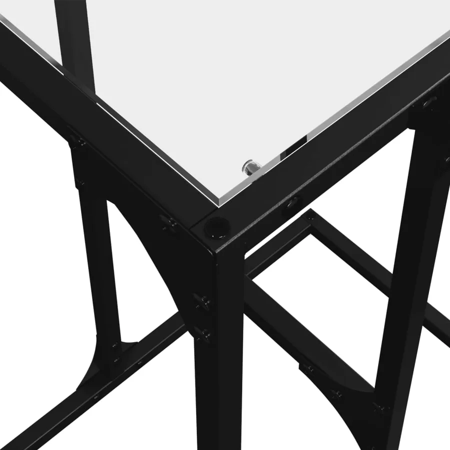 Table d'appoint avec verre transparent 40x30x61,5 cm acier - 8