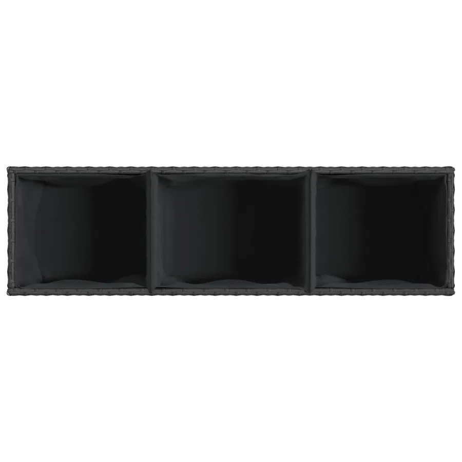 Jardinière avec roulettes et 3 pots noir 107x32x38 cm rotin - 8