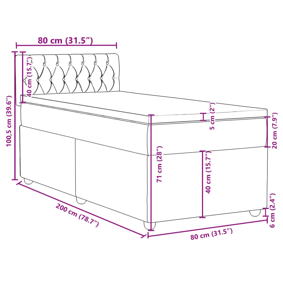 Sommier à lattes de lit avec matelas gris clair 80x200 cm tissu - 18
