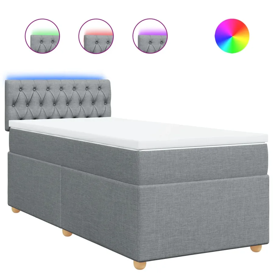 Sommier à lattes de lit avec matelas gris clair 80x200 cm tissu - 2