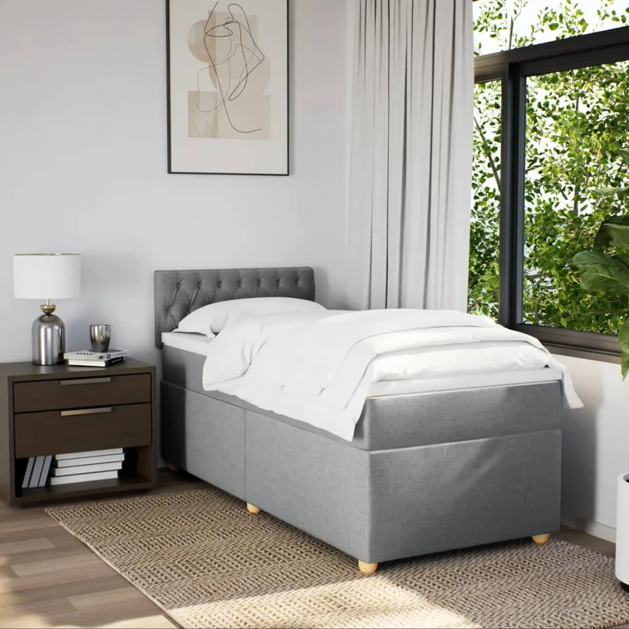 Sommier à lattes de lit avec matelas gris clair 80x200 cm tissu - 4