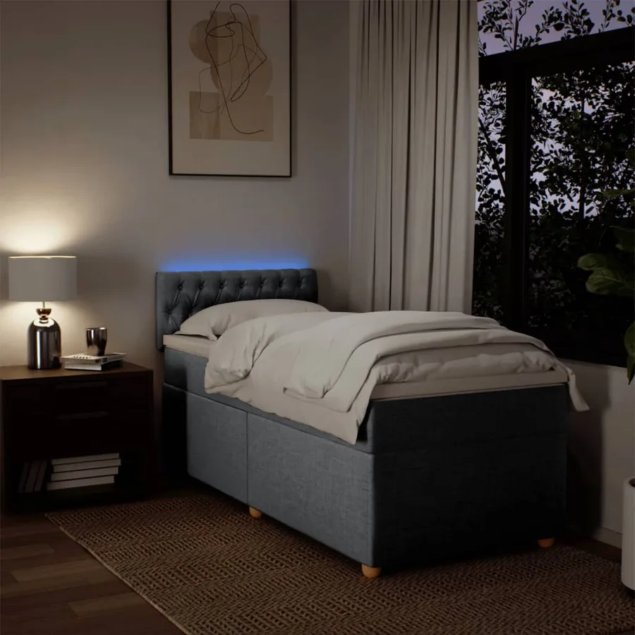 Sommier à lattes de lit avec matelas gris clair 80x200 cm tissu - 5