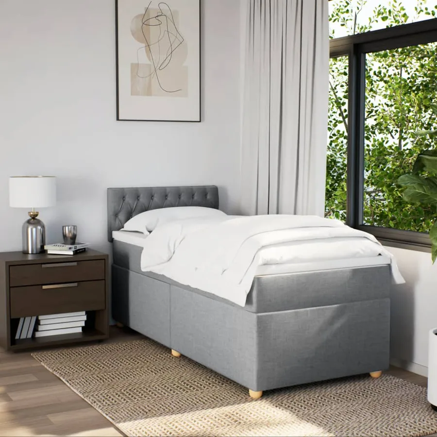 Sommier à lattes de lit avec matelas gris clair 80x200 cm tissu - 3