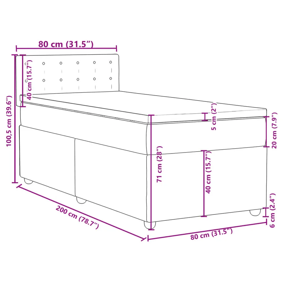 Sommier à lattes de lit avec matelas gris clair 80x200 cm tissu - 18