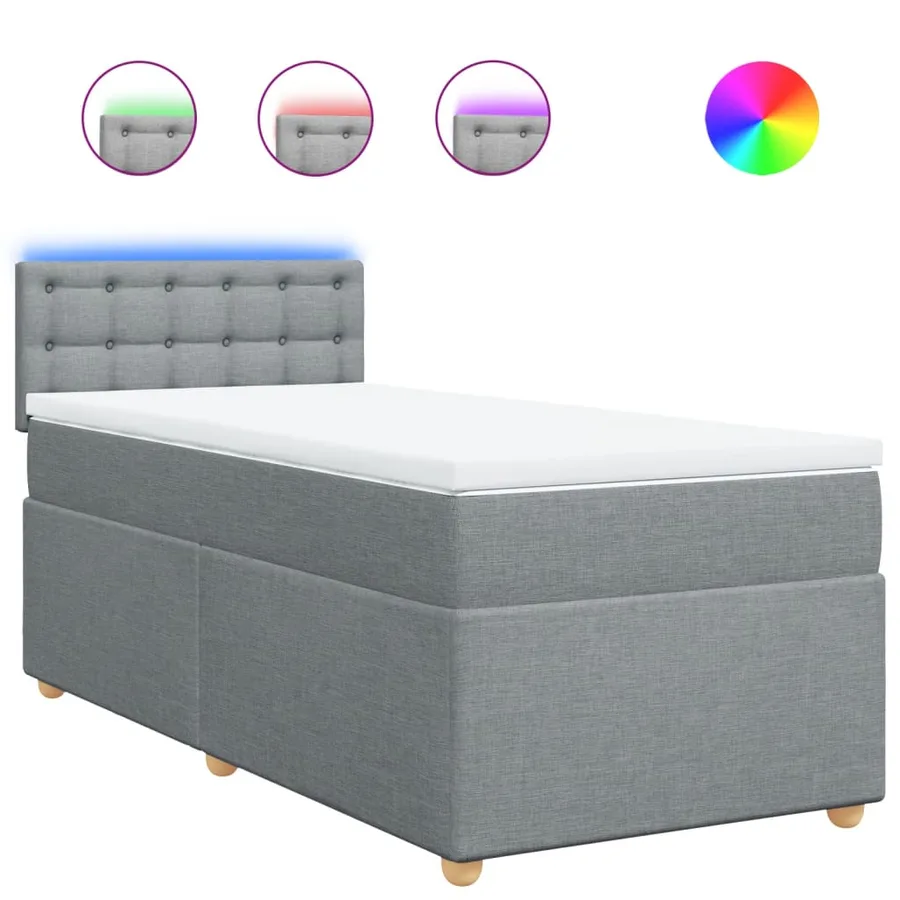 Sommier à lattes de lit avec matelas gris clair 80x200 cm tissu - 2
