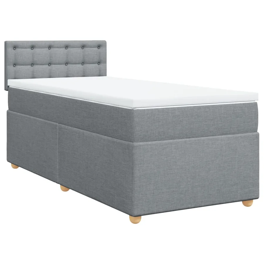 Sommier à lattes de lit avec matelas gris clair 80x200 cm tissu - 3