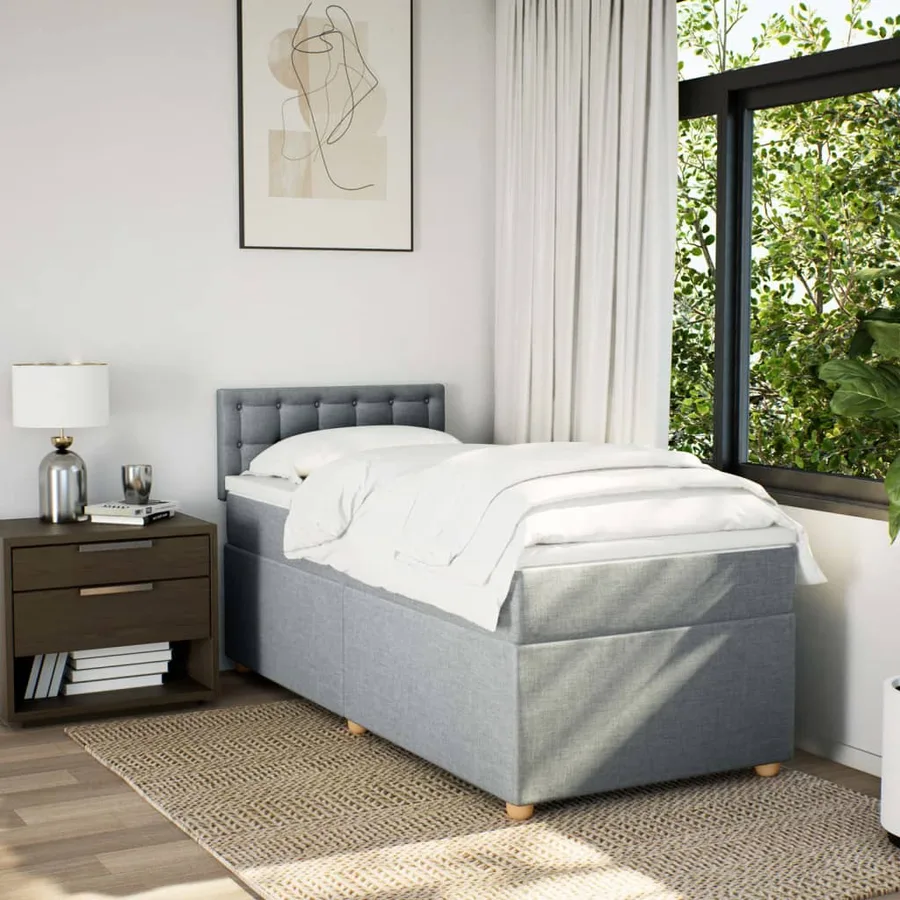 Sommier à lattes de lit avec matelas gris clair 80x200 cm tissu - 4