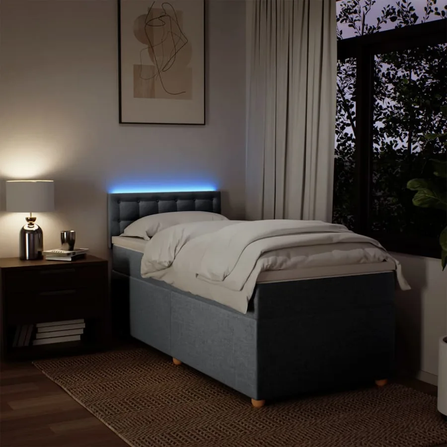 Sommier à lattes de lit avec matelas gris clair 80x200 cm tissu - 5