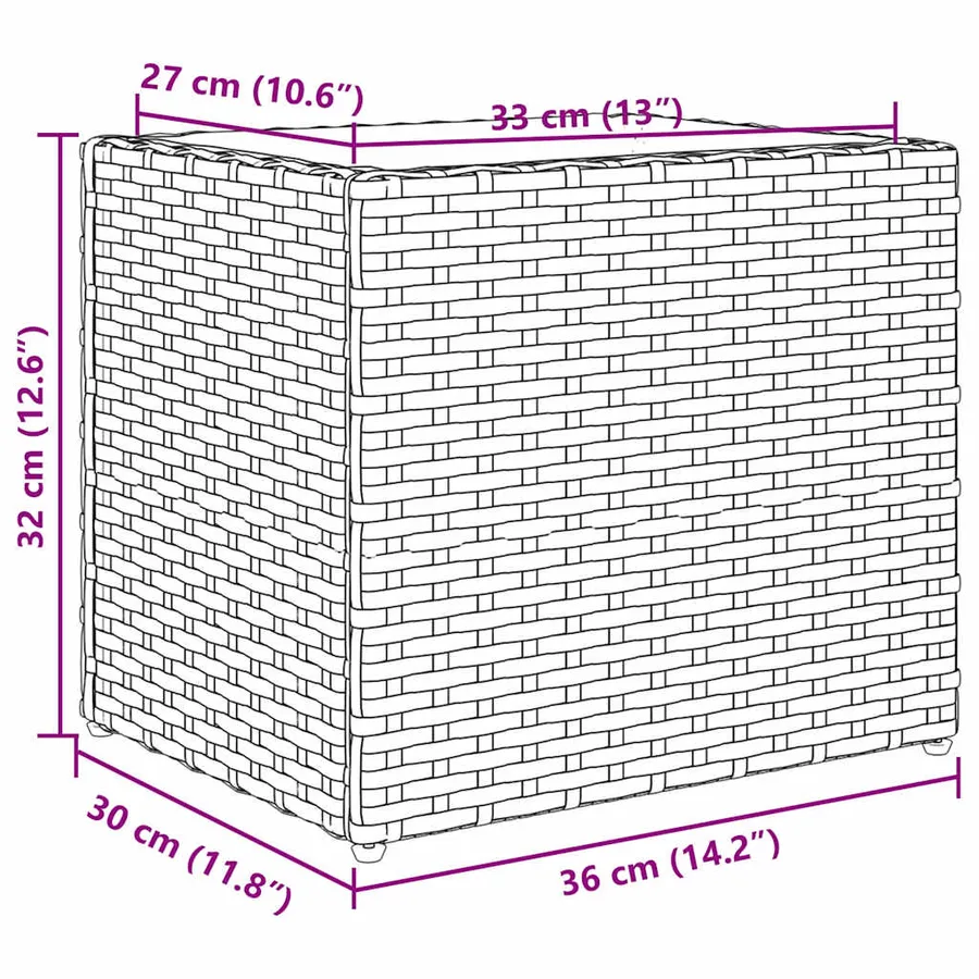 Jardinières 2 pcs gris 36x30x32 cm résine tressée - 12
