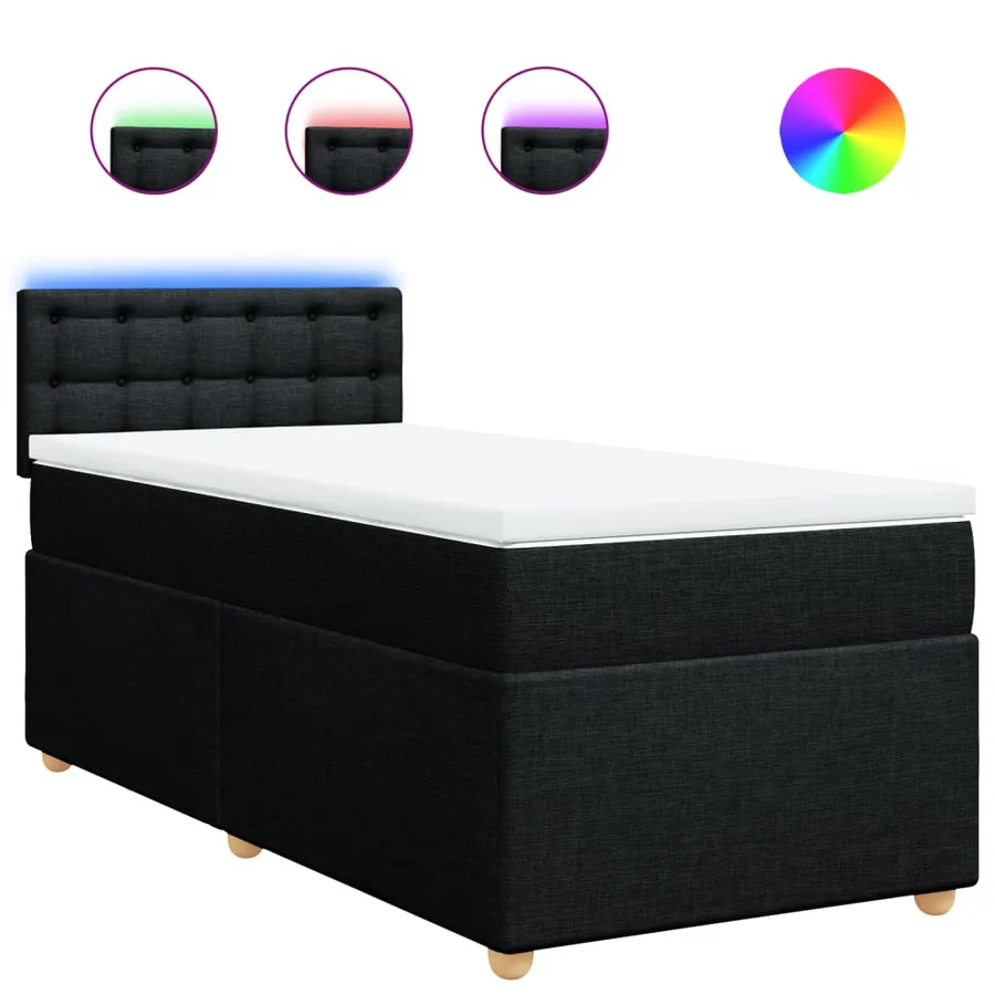 Sommier à lattes de lit et matelas Noir 80x200 cm Tissu - 2