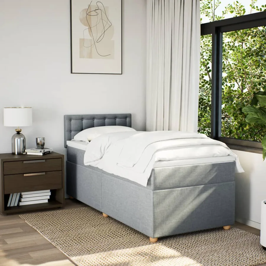 Sommier à lattes de lit avec matelas gris clair 80x200 cm tissu - 3