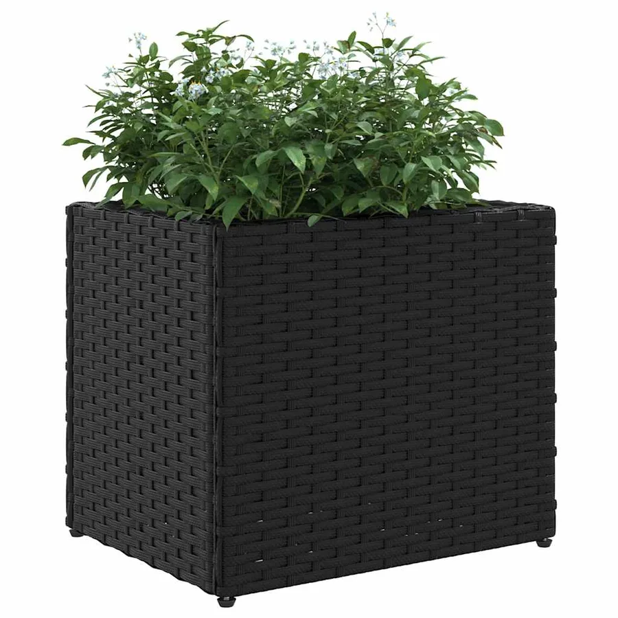 Jardinières 2 pcs noir 36x30x32 cm résine tressée - 4