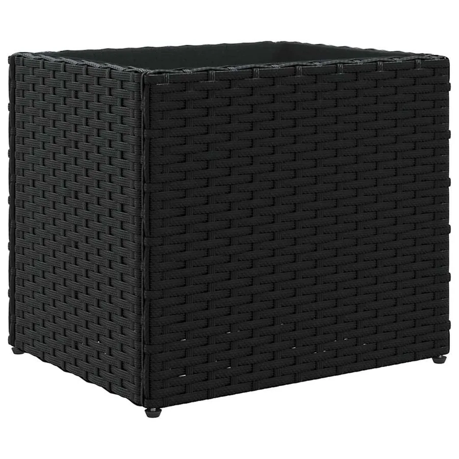Jardinières 2 pcs noir 36x30x32 cm résine tressée - 5