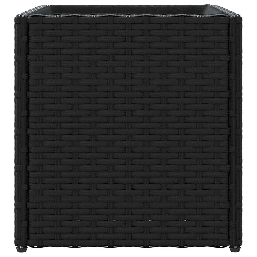 Jardinières 2 pcs noir 36x30x32 cm résine tressée - 7
