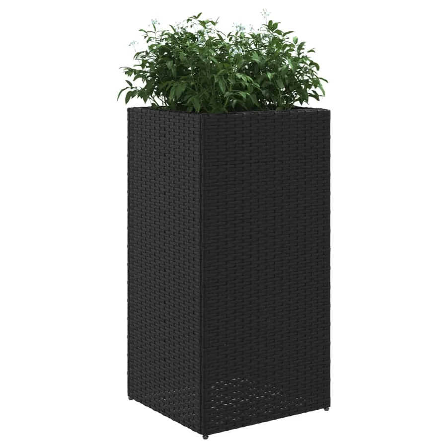Jardinières 2 pcs noir 40x40x80 cm résine tressée - 4