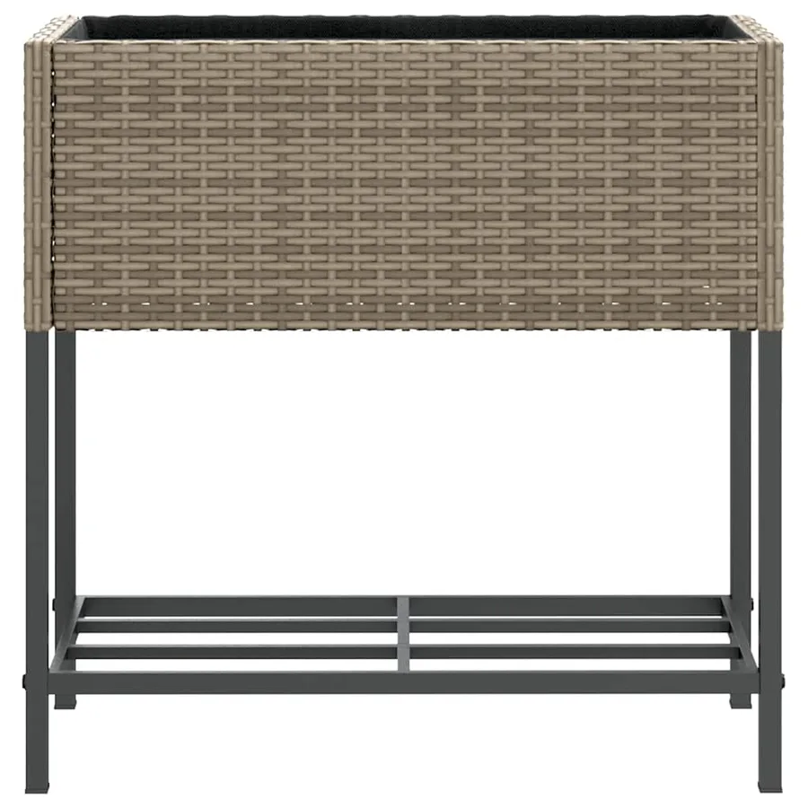 Jardinière avec étagère gris résine tressée - 5